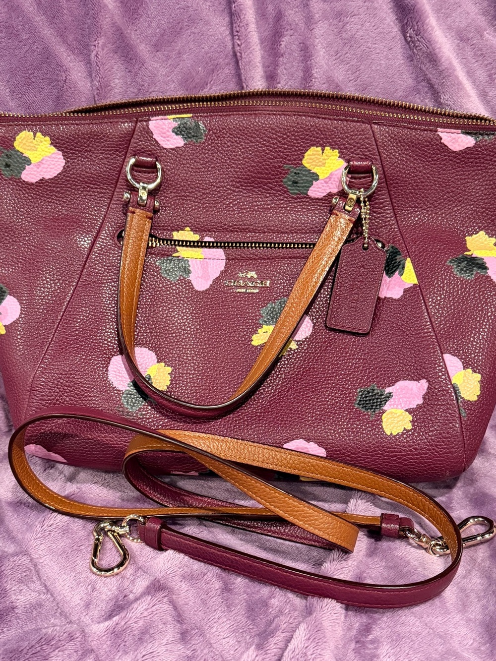Coach Prairie Satchel in Plum with Matching Wristlet